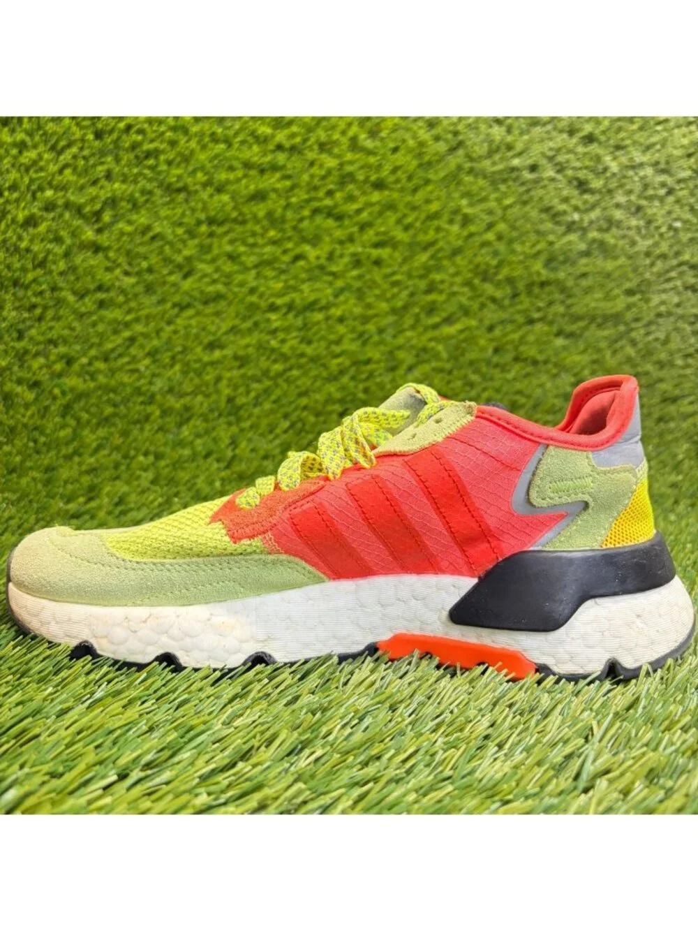 Adidas Nite Jogger Size? Boys Size 5Y Neon Orange White Athletic Shoes Sneakers